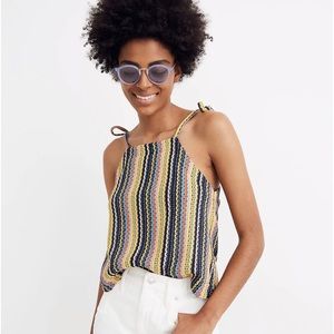 NWT Madewell Texture & Thread Tie-Shoulder Tank Top in Rainbow Crochet